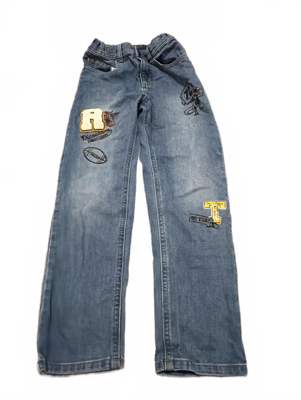 365 Kids Boys Denim Pants with Fun Patches Size 8